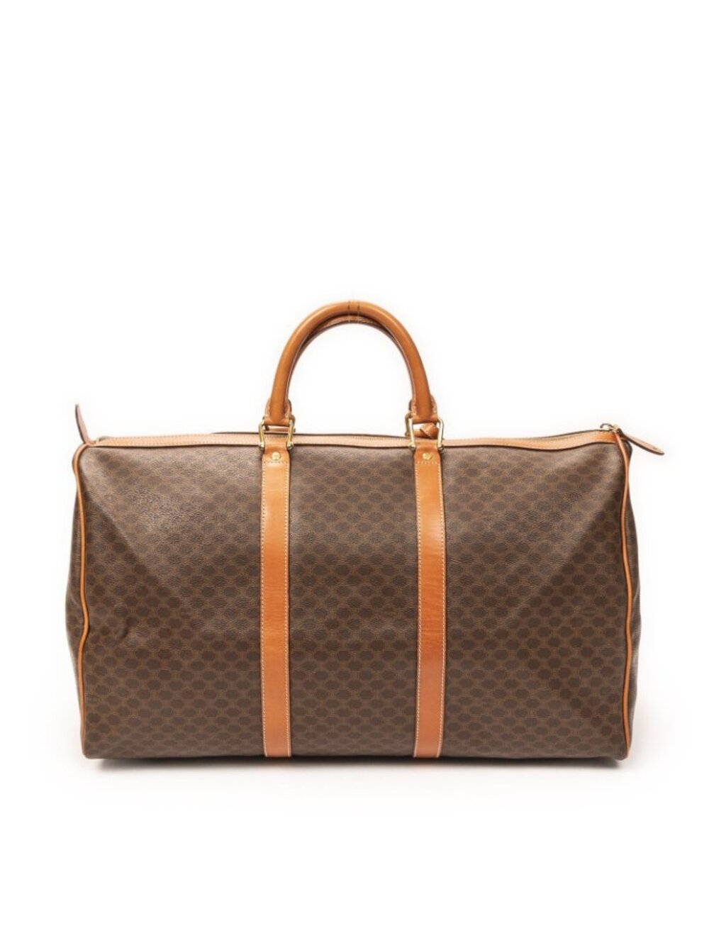 Celine Vintage Large Travel Boston Brown Macadam Canvas Shoulder Bag - Picture 5 of 10